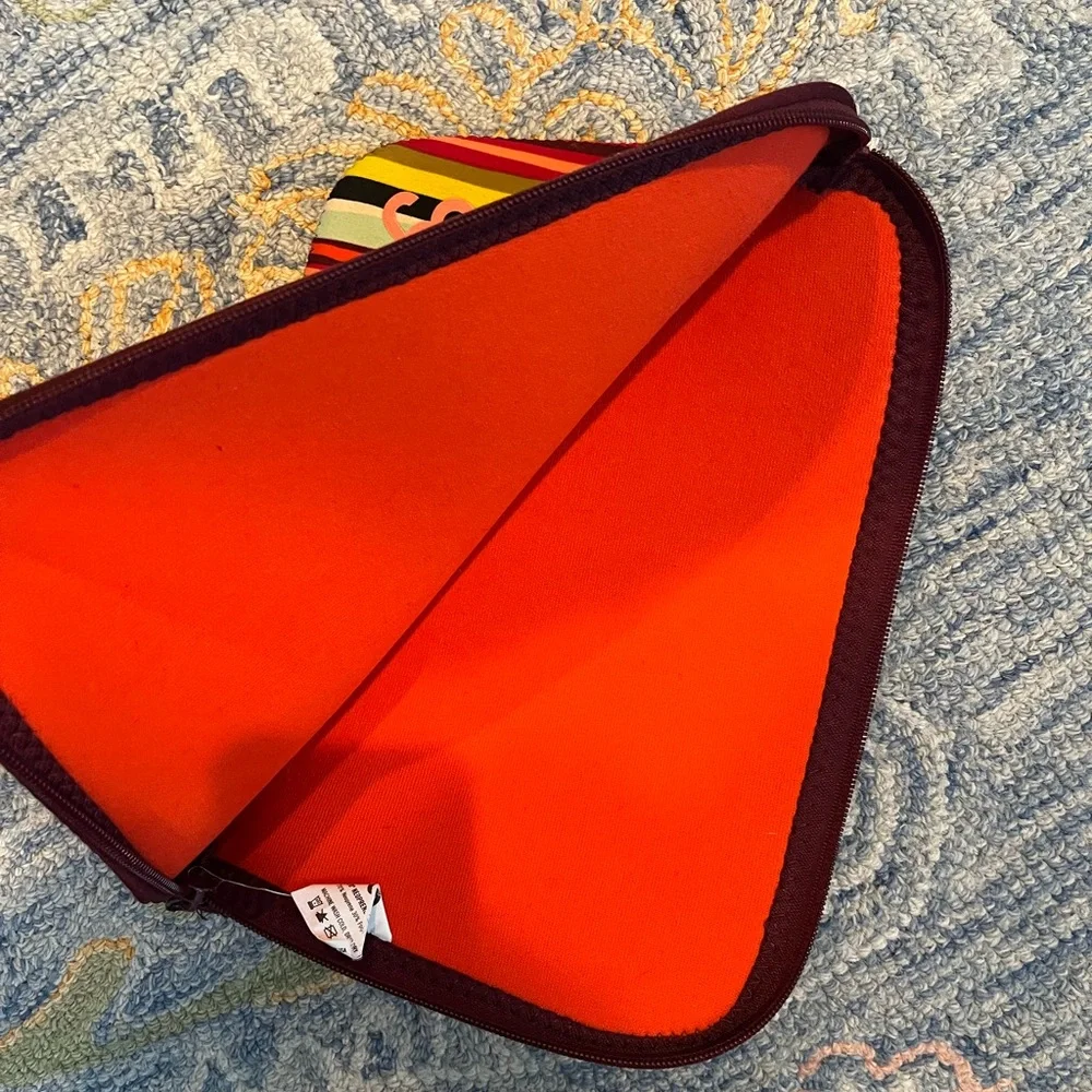Colorful striped I pad sleeve. About 8inx10in. Machine washable and durable.